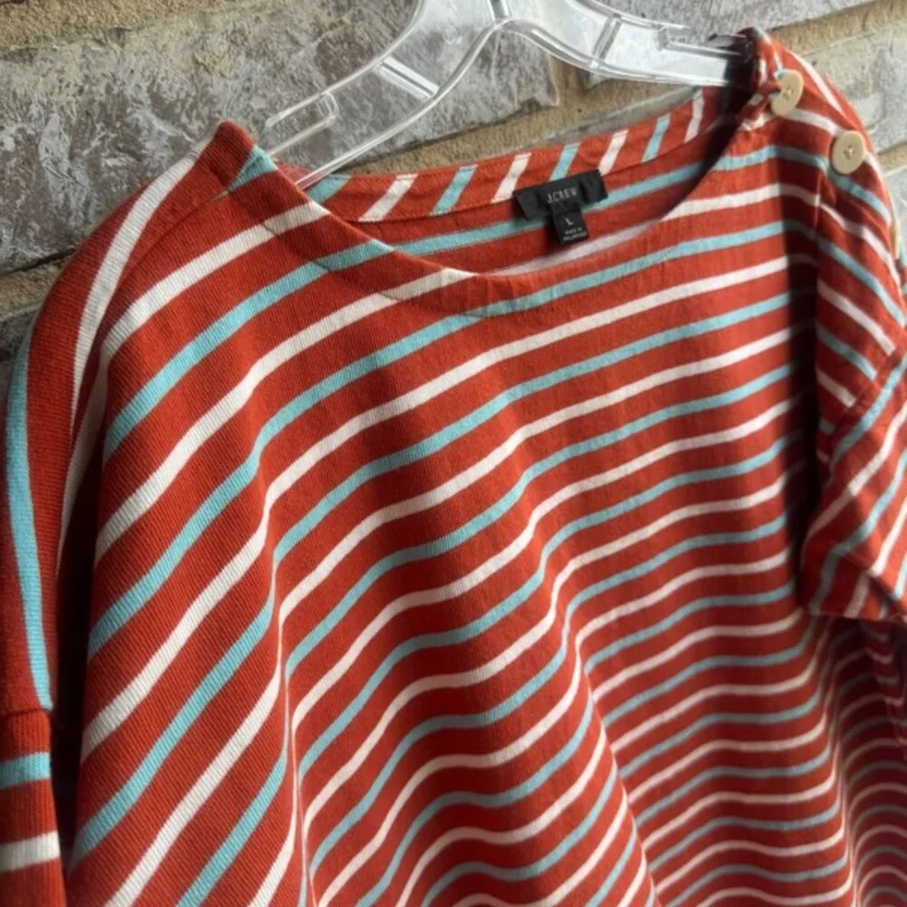 J. Crew 3/4 Sleeve Boat Neck Marines Striped Shirt Women's Size L